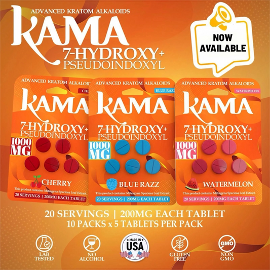 KAMA 7- Hydroxy + Pseudoindoxyl 200MG Per Tablet 2000Mg Per Pack 5ct ( 10CT Display)
